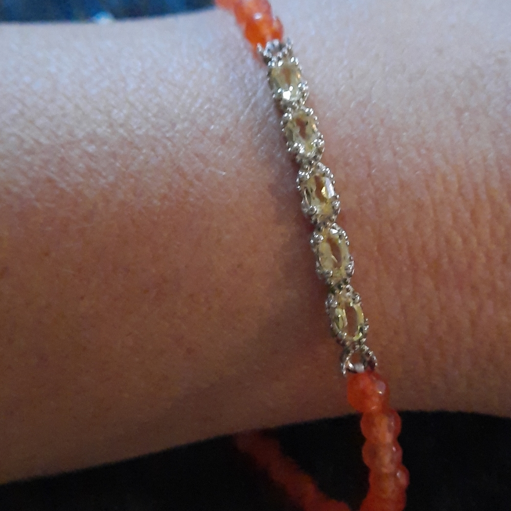 Brazilian Citrine, Cherry Quart, Sterling Silver